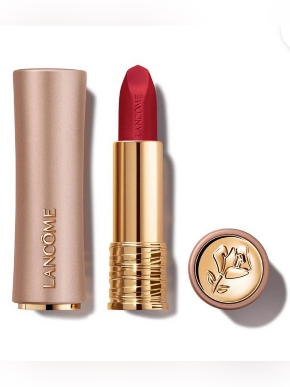 Lancôme Satin Lipstick in Classic Red with Rose-Gold Case